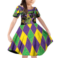 Mardi Gras Alligator Family Matching Off Shoulder Short Dress and Hawaiian Shirt Mardigator On Tuesdays We Wear Beads - Wonder Print Shop