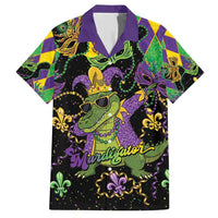 Mardi Gras Alligator Family Matching Short Sleeve Bodycon Dress and Hawaiian Shirt Mardigator On Tuesdays We Wear Beads - Wonder Print Shop
