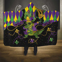Mardi Gras Alligator Hooded Blanket Mardigator On Tuesdays We Wear Beads - Wonder Print Shop