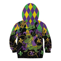 Mardi Gras Alligator Kid Hoodie Mardigator On Tuesdays We Wear Beads - Wonder Print Shop