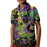 Mardi Gras Alligator Kid Polo Shirt Mardigator On Tuesdays We Wear Beads - Wonder Print Shop