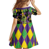 Mardi Gras Alligator Kid Short Sleeve Dress Mardigator On Tuesdays We Wear Beads - Wonder Print Shop