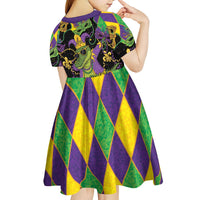 Mardi Gras Alligator Kid Short Sleeve Dress Mardigator On Tuesdays We Wear Beads - Wonder Print Shop