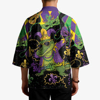 Mardi Gras Alligator Kimono Mardigator On Tuesdays We Wear Beads - Wonder Print Shop
