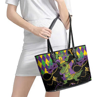 Mardi Gras Alligator Leather Tote Bag Mardigator On Tuesdays We Wear Beads - Wonder Print Shop