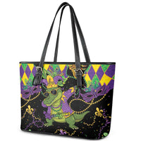 Mardi Gras Alligator Leather Tote Bag Mardigator On Tuesdays We Wear Beads - Wonder Print Shop