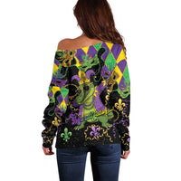 Mardi Gras Alligator Off Shoulder Sweater Mardigator On Tuesdays We Wear Beads - Wonder Print Shop