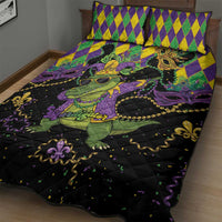 Mardi Gras Alligator Quilt Bed Set Mardigator On Tuesdays We Wear Beads - Wonder Print Shop