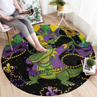 Mardi Gras Alligator Round Carpet Mardigator On Tuesdays We Wear Beads - Wonder Print Shop