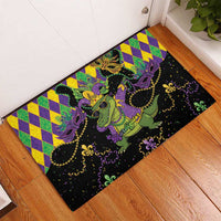 Mardi Gras Alligator Rubber Doormat Mardigator On Tuesdays We Wear Beads - Wonder Print Shop