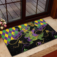 Mardi Gras Alligator Rubber Doormat Mardigator On Tuesdays We Wear Beads - Wonder Print Shop