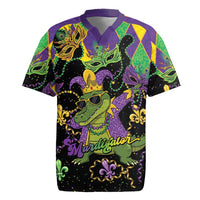Mardi Gras Alligator Rugby Jersey Mardigator On Tuesdays We Wear Beads - Wonder Print Shop