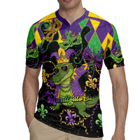 Mardi Gras Alligator Rugby Jersey Mardigator On Tuesdays We Wear Beads - Wonder Print Shop
