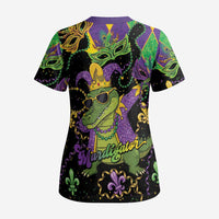 Mardi Gras Alligator Scrub Top Mardigator On Tuesdays We Wear Beads - Wonder Print Shop