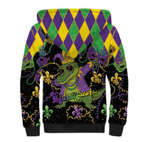 Mardi Gras Alligator Sherpa Hoodie Mardigator On Tuesdays We Wear Beads - Wonder Print Shop