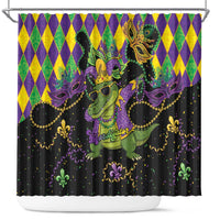 Mardi Gras Alligator Shower Curtain Mardigator On Tuesdays We Wear Beads - Wonder Print Shop