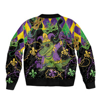 Mardi Gras Alligator Sleeve Zip Bomber Jacket Mardigator On Tuesdays We Wear Beads - Wonder Print Shop