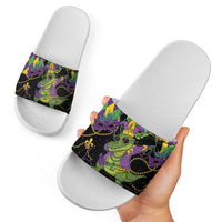 Mardi Gras Alligator Slide Sandals Mardigator On Tuesdays We Wear Beads - Wonder Print Shop