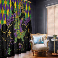 Mardi Gras Alligator Window Curtain Mardigator On Tuesdays We Wear Beads - Wonder Print Shop