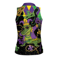 Mardi Gras Alligator Women Sleeveless Polo Shirt Mardigator On Tuesdays We Wear Beads - Wonder Print Shop