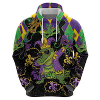 Mardi Gras Alligator Zip Hoodie Mardigator On Tuesdays We Wear Beads - Wonder Print Shop