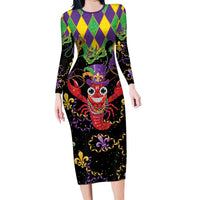 Mardi Gras Crawfish Family Matching Long Sleeve Bodycon Dress and Hawaiian Shirt On Tuesdays We Wear Beads - Wonder Print Shop