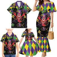 Mardi Gras Crawfish Family Matching Mermaid Dress and Hawaiian Shirt On Tuesdays We Wear Beads - Wonder Print Shop