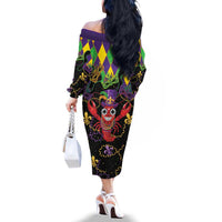 Mardi Gras Crawfish Family Matching Off The Shoulder Long Sleeve Dress and Hawaiian Shirt On Tuesdays We Wear Beads - Wonder Print Shop