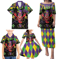 Mardi Gras Crawfish Family Matching Puletasi and Hawaiian Shirt On Tuesdays We Wear Beads - Wonder Print Shop