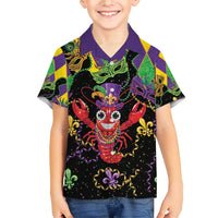 Mardi Gras Crawfish Family Matching Short Sleeve Bodycon Dress and Hawaiian Shirt On Tuesdays We Wear Beads - Wonder Print Shop