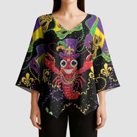 Mardi Gras Crawfish Kimono Sleeve Blouse On Tuesdays We Wear Beads - Wonder Print Shop