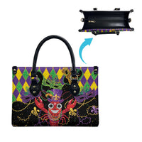 Mardi Gras Crawfish Leather Bag On Tuesdays We Wear Beads - Wonder Print Shop