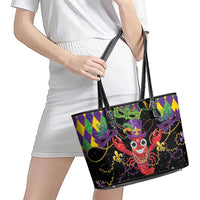 Mardi Gras Crawfish Leather Tote Bag On Tuesdays We Wear Beads - Wonder Print Shop