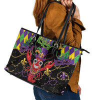 Mardi Gras Crawfish Leather Tote Bag On Tuesdays We Wear Beads - Wonder Print Shop
