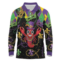 Mardi Gras Crawfish Long Sleeve Polo Shirt On Tuesdays We Wear Beads - Wonder Print Shop