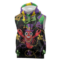 Mardi Gras Crawfish Sleeveless Hoodie On Tuesdays We Wear Beads - Wonder Print Shop