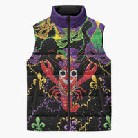 Mardi Gras Crawfish Sleeveless Puffer Jacket On Tuesdays We Wear Beads - Wonder Print Shop