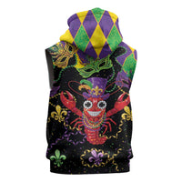 Mardi Gras Crawfish Sleeveless Zip Hoodie On Tuesdays We Wear Beads - Wonder Print Shop