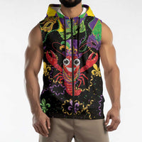 Mardi Gras Crawfish Sleeveless Zip Hoodie On Tuesdays We Wear Beads - Wonder Print Shop