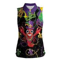Mardi Gras Crawfish Women Sleeveless Polo Shirt On Tuesdays We Wear Beads - Wonder Print Shop