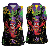 Mardi Gras Crawfish Women Sleeveless Polo Shirt On Tuesdays We Wear Beads - Wonder Print Shop