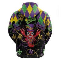 Mardi Gras Crawfish Zip Hoodie On Tuesdays We Wear Beads - Wonder Print Shop