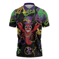 Mardi Gras Crawfish Zipper Polo Shirt On Tuesdays We Wear Beads - Wonder Print Shop