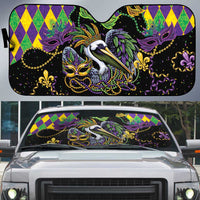Mardi Gras Pelican Auto Sun Shade On Tuesdays We Wear Beads - Wonder Print Shop