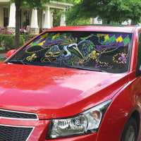 Mardi Gras Pelican Auto Sun Shade On Tuesdays We Wear Beads - Wonder Print Shop