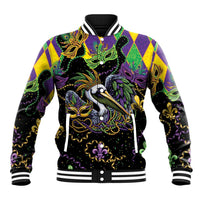 Mardi Gras Pelican Baseball Jacket On Tuesdays We Wear Beads - Wonder Print Shop