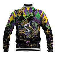 Mardi Gras Pelican Baseball Jacket On Tuesdays We Wear Beads - Wonder Print Shop