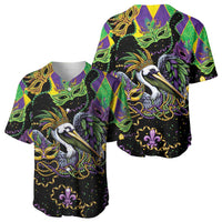 Mardi Gras Pelican Baseball Jersey On Tuesdays We Wear Beads - Wonder Print Shop