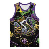 Mardi Gras Pelican Basketball Jersey On Tuesdays We Wear Beads - Wonder Print Shop