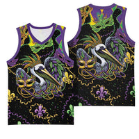 Mardi Gras Pelican Basketball Jersey On Tuesdays We Wear Beads - Wonder Print Shop